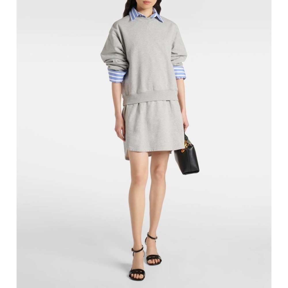 JW Anderson Layered Cotton Jersey Sweatshirt Dress Light Grey Melange XXL $355